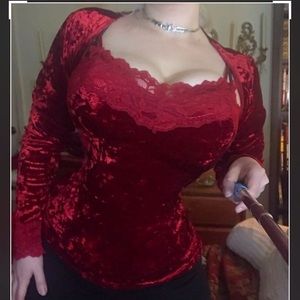 Sexy Crushed Red Velvet Gothic Top